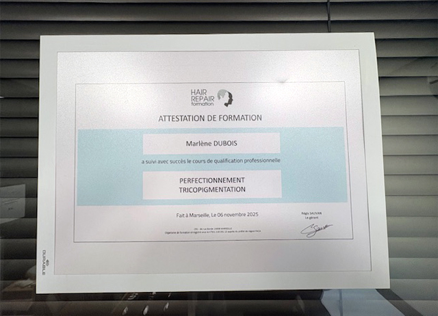 Attestation de formation de tricopigmentation